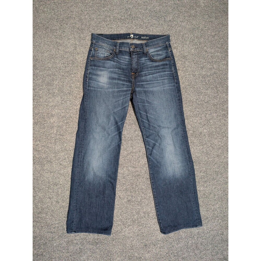 7 For All Mankind Jeans Mens 30 (31x29) Austyn Relaxed Straight Leg Denim Blue